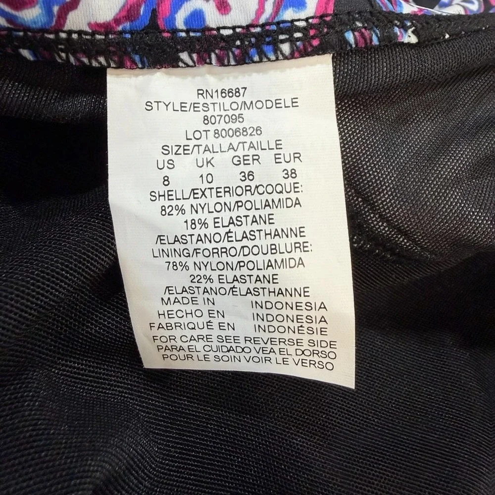 Swim Solutions Swim Dress Size 8 One Piece Paisley Tummy Control Bow Front NWT - Picture 9 of 10